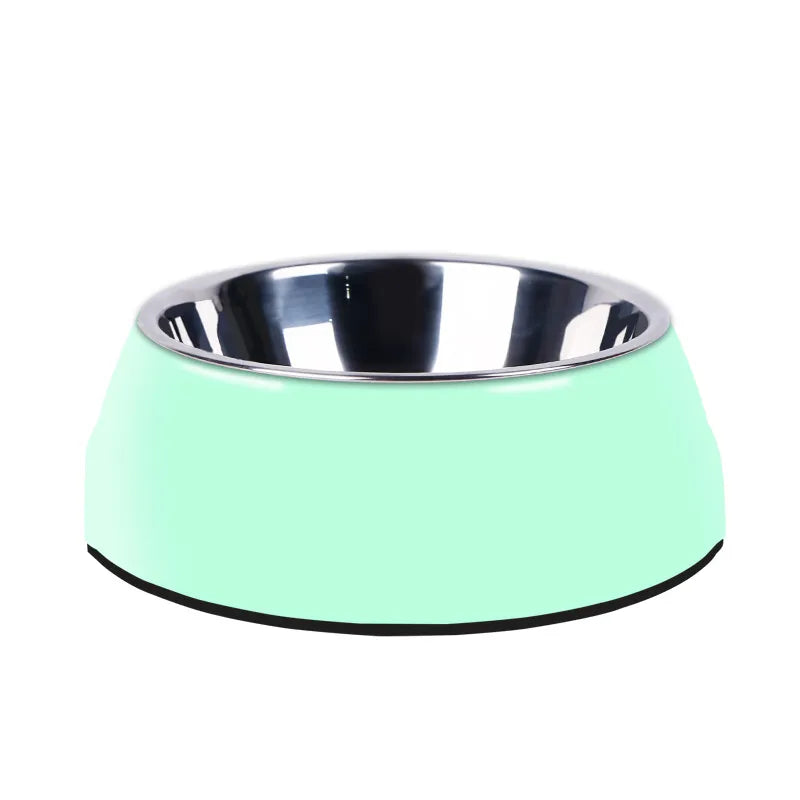 Dog Bowl Made Of Stainless Steel With Shiny Plastic Rim