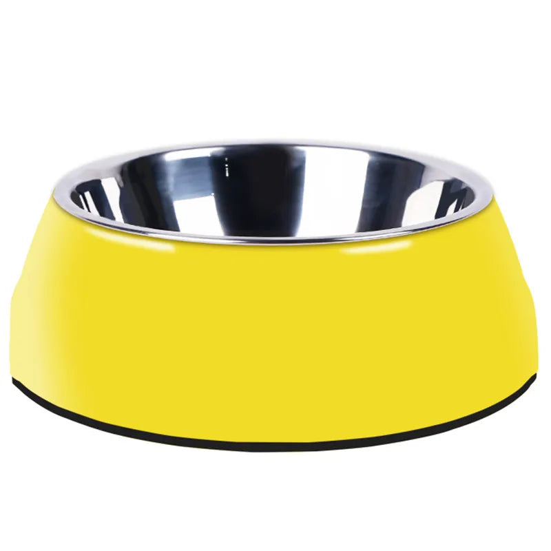 Dog Bowl Made Of Stainless Steel With Shiny Plastic Rim