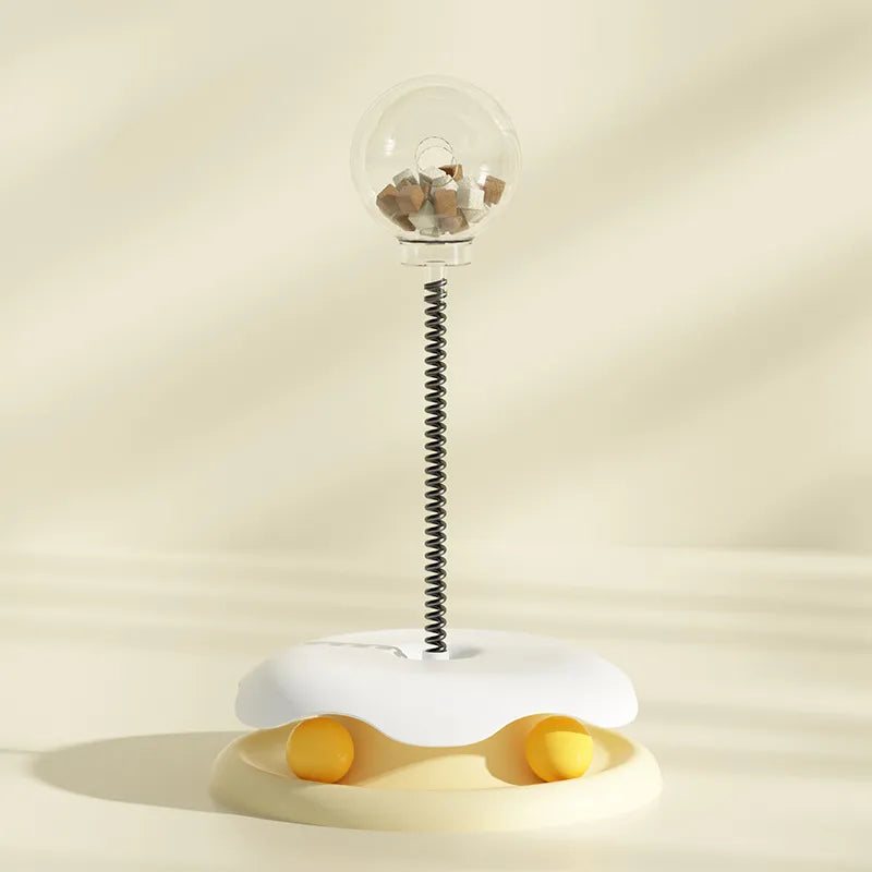 Interactive Cat Toy With Treat Dispenser And Flexible Rod