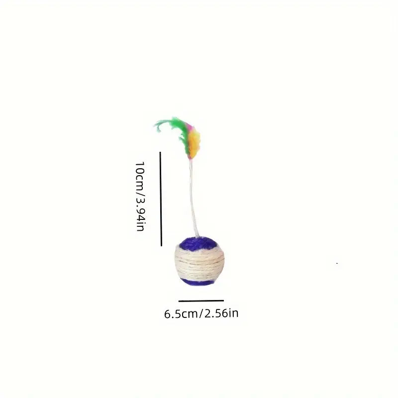 Interactive Cat Ball With Feather And Sisal Rope