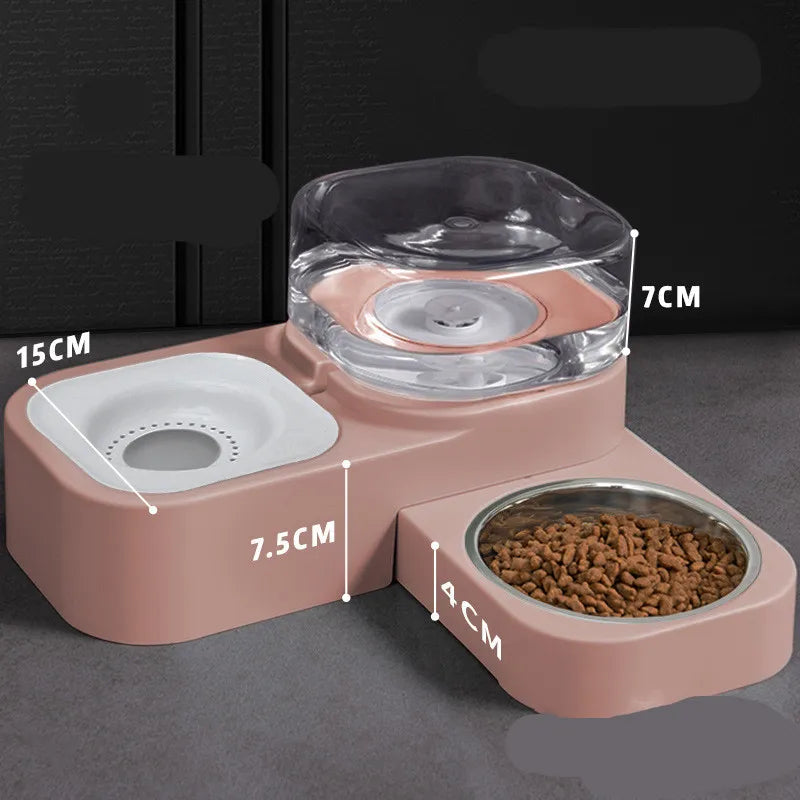 Food And Water Dispenser For Pets With Drip Protection
