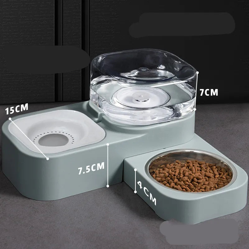 Food And Water Dispenser For Pets With Drip Protection