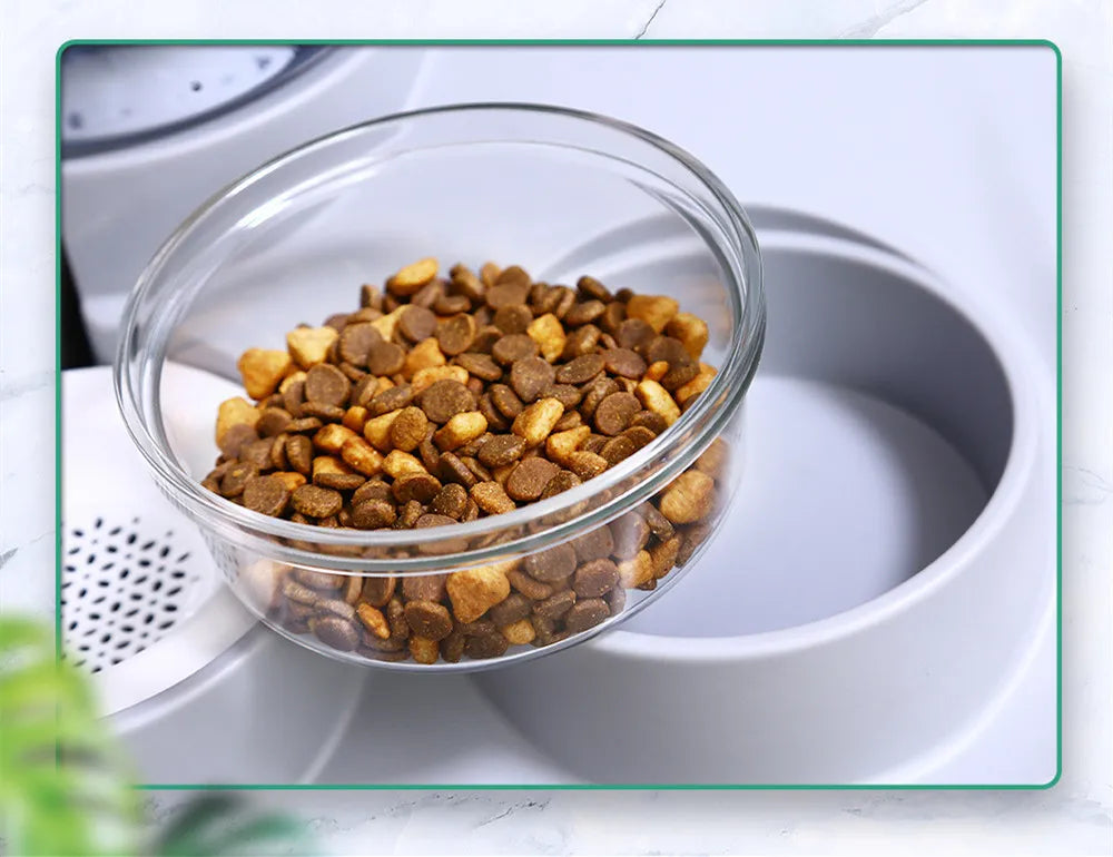 Food And Water Dispenser For Pets With Drip Protection