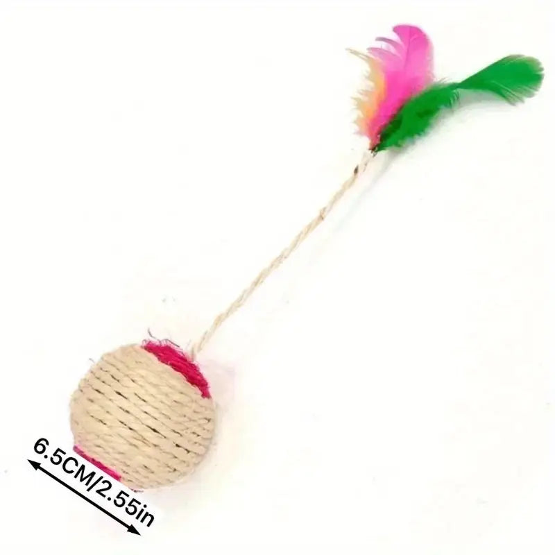 Interactive Cat Ball With Feather And Sisal Rope