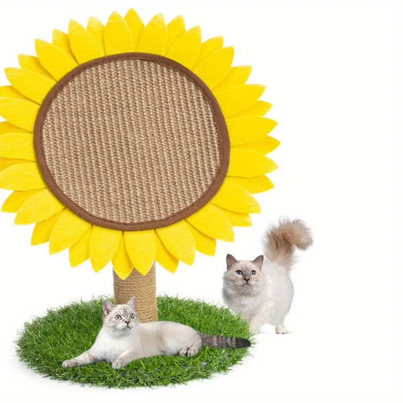 Cat Sunflower Scratching Post Made From Sisal