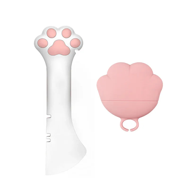 Silicone Food Dispenser For Pets - Flexible Can Opener And Spoon In Paw Shape
