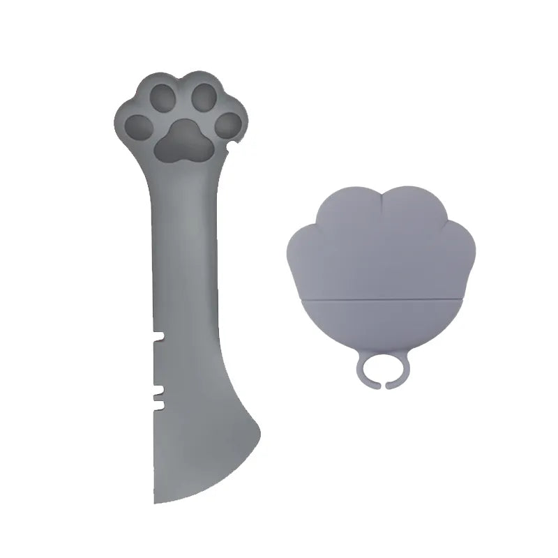 Silicone Food Dispenser For Pets - Flexible Can Opener And Spoon In Paw Shape