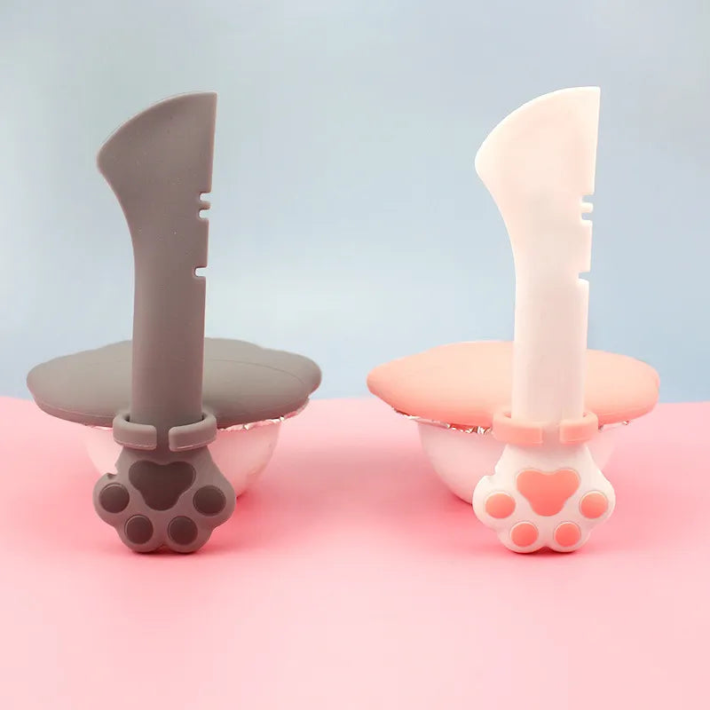 Silicone Food Dispenser For Pets - Flexible Can Opener And Spoon In Paw Shape