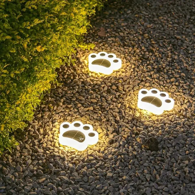 Wireless Solar Garden Lighting In Paw Print Design