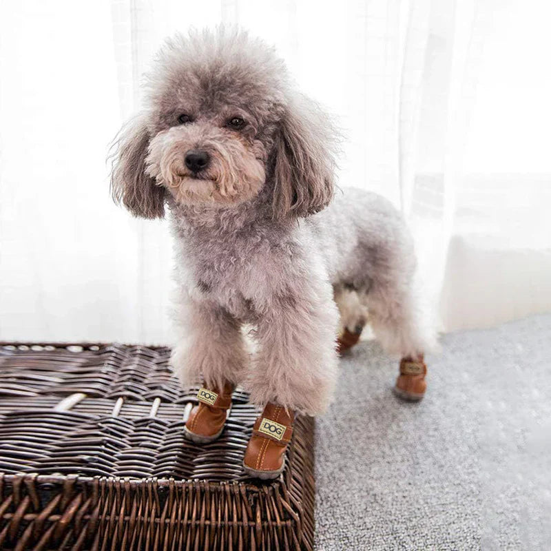 Cosy Dog Snow Boots With A Leather Look