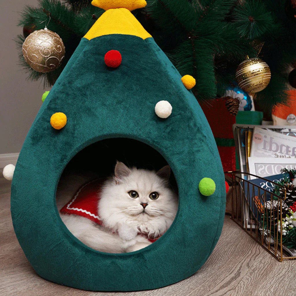 Cat Bed In The Shape Of A Christmas Tree