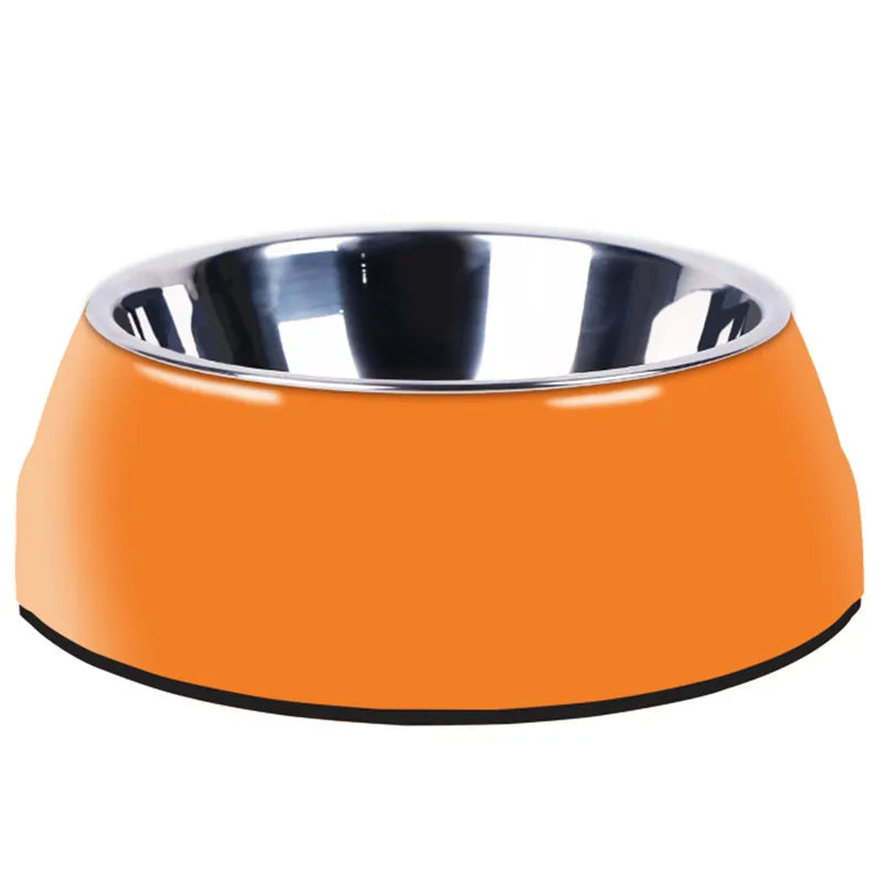 Dog Bowl Made Of Stainless Steel With Shiny Plastic Rim
