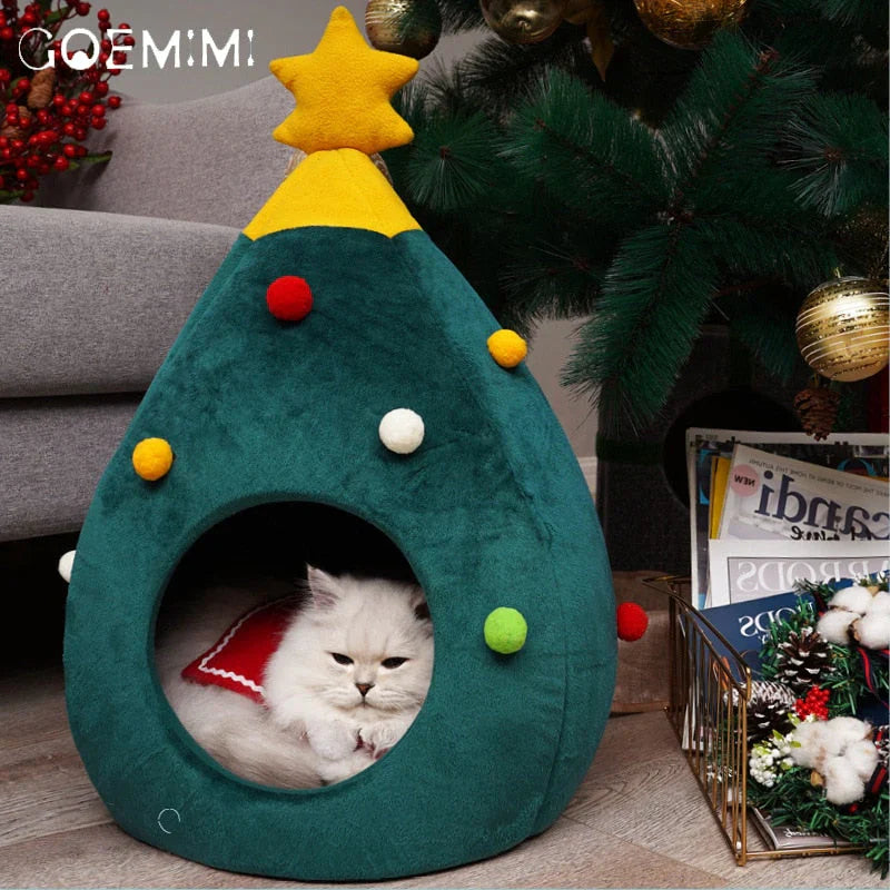 Cat Bed In The Shape Of A Christmas Tree