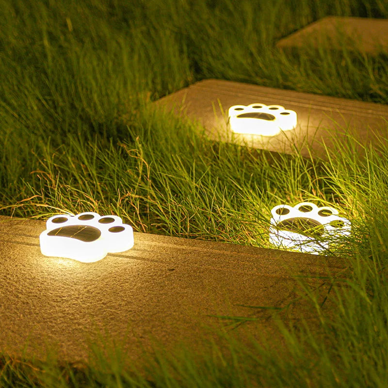 Wireless Solar Garden Lighting In Paw Print Design
