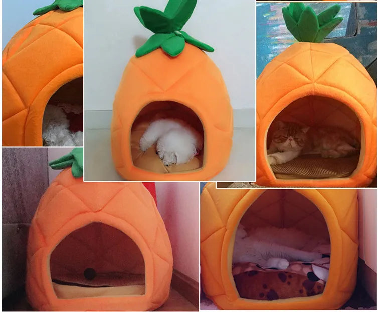 Cat Cave In Pineapple Design – Cozy Sleeping Cave For Cats And Small Dogs