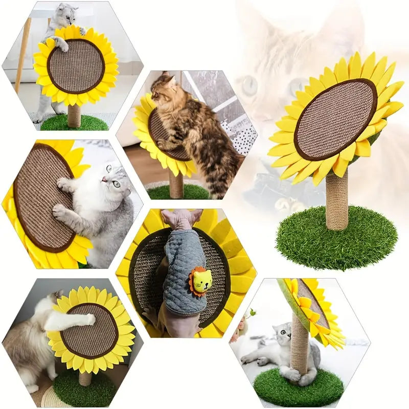 Cat Sunflower Scratching Post Made From Sisal