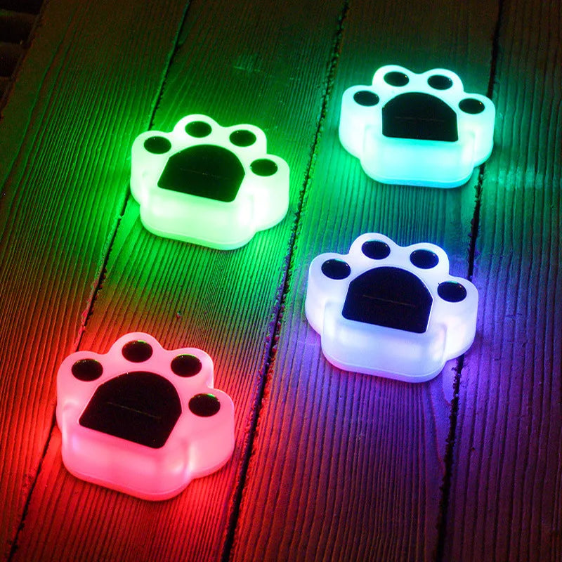 Wireless Solar Garden Lighting In Paw Print Design