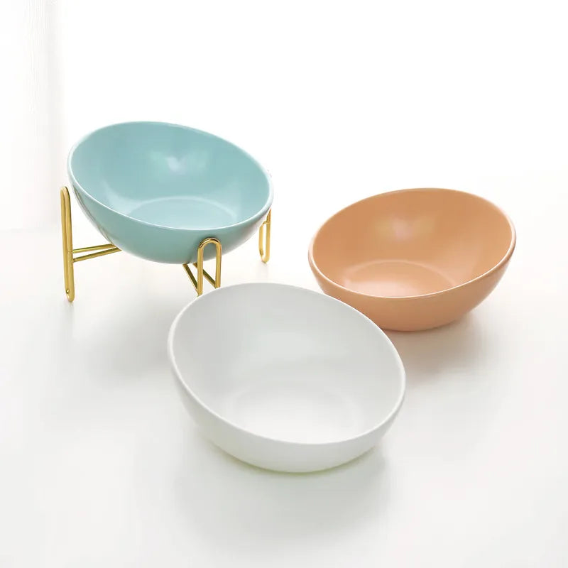 Elevated Food Bowl For Dogs And Cats - Stylish Design With Metal Stand