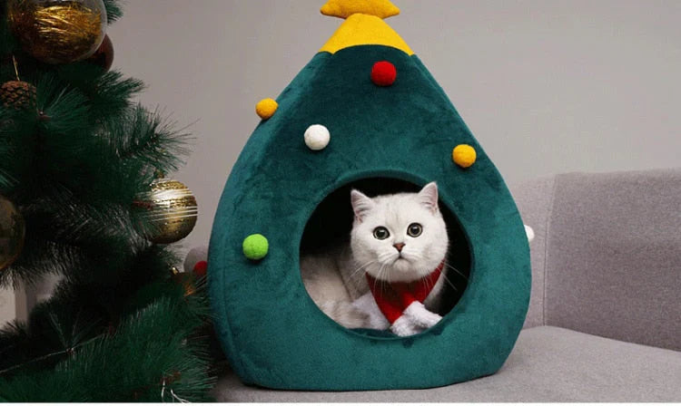 Cat Bed In The Shape Of A Christmas Tree