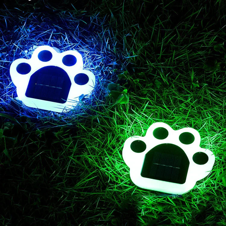 Wireless Solar Garden Lighting In Paw Print Design