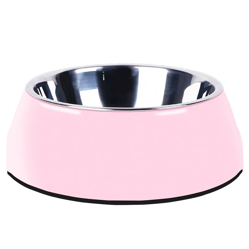 Dog Bowl Made Of Stainless Steel With Shiny Plastic Rim