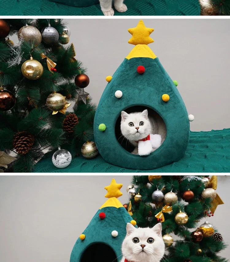 Cat Bed In The Shape Of A Christmas Tree
