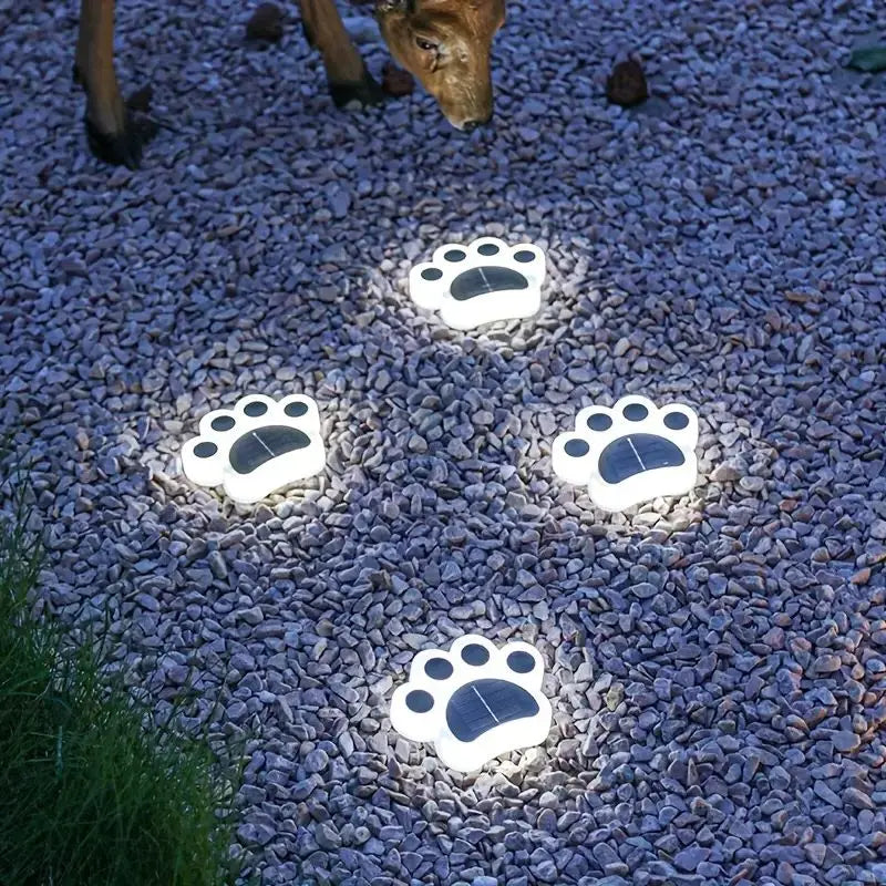 Wireless Solar Garden Lighting In Paw Print Design