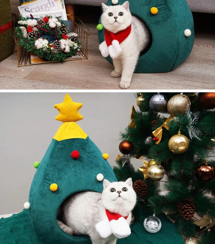 Cat Bed In The Shape Of A Christmas Tree