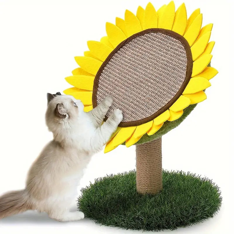Cat Sunflower Scratching Post Made From Sisal