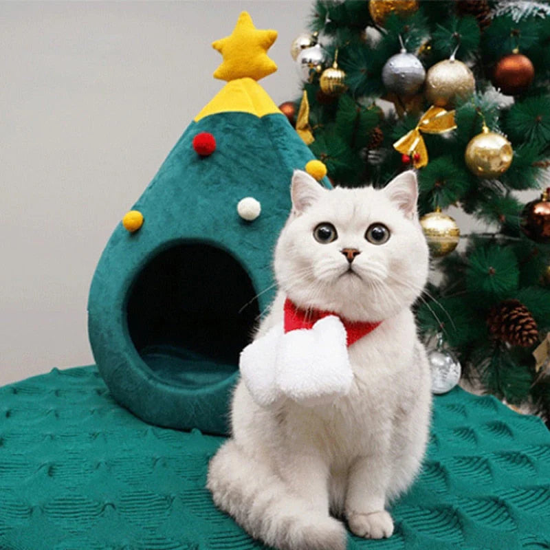 Cat Bed In The Shape Of A Christmas Tree