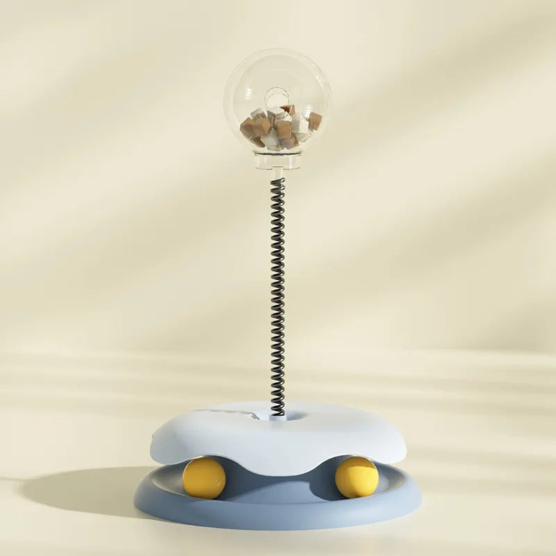 Interactive Cat Toy With Treat Dispenser And Flexible Rod