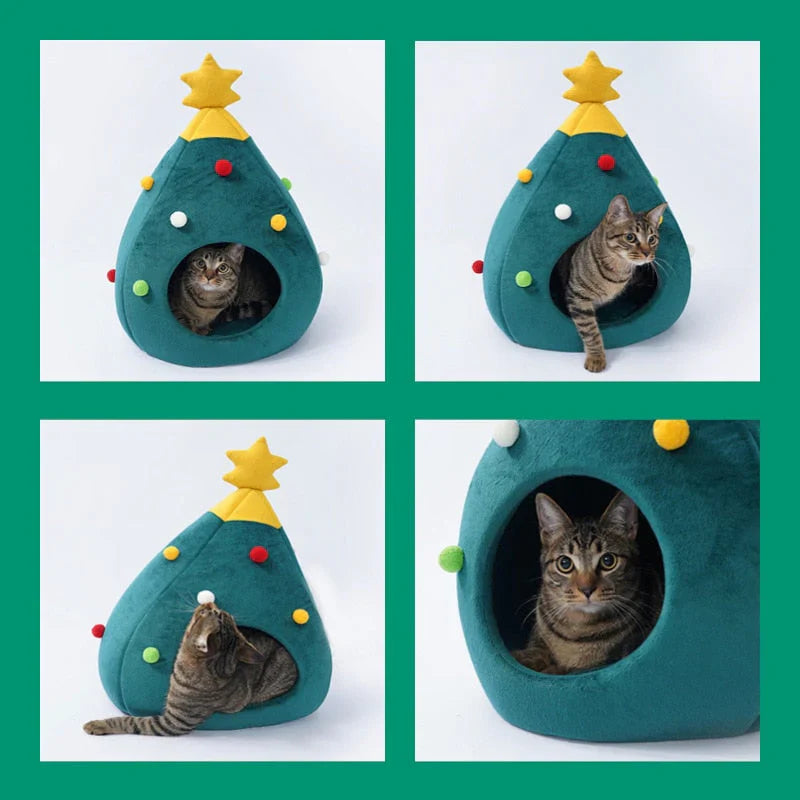 Cat Bed In The Shape Of A Christmas Tree