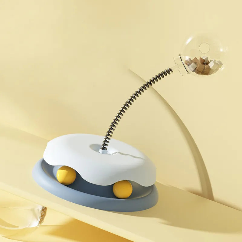 Interactive Cat Toy With Treat Dispenser And Flexible Rod
