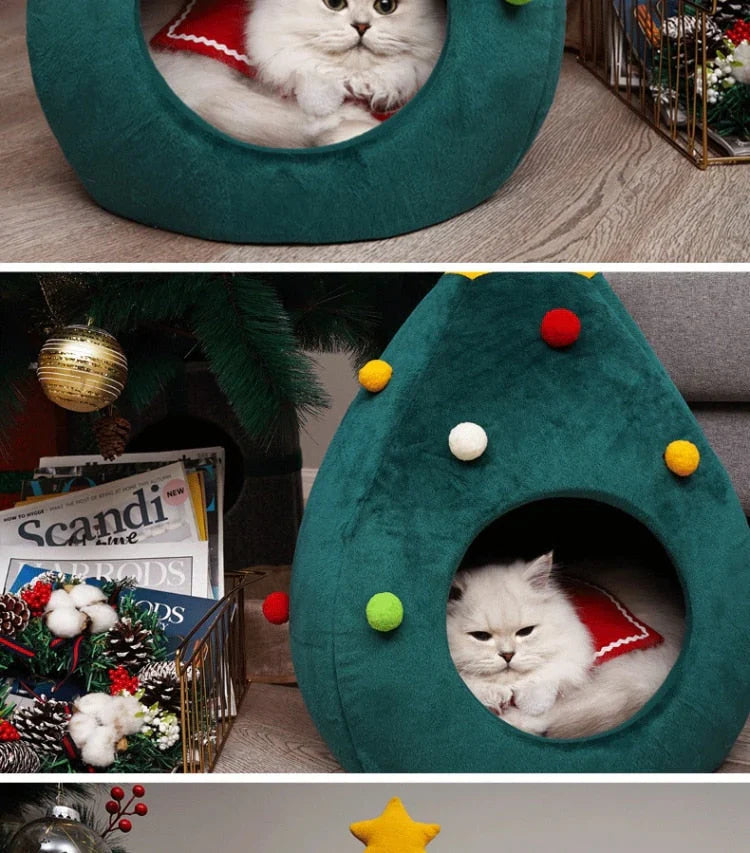 Cat Bed In The Shape Of A Christmas Tree