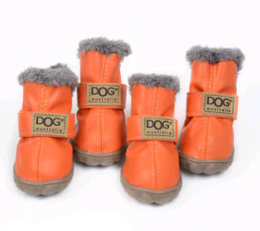 Cosy Dog Snow Boots With A Leather Look