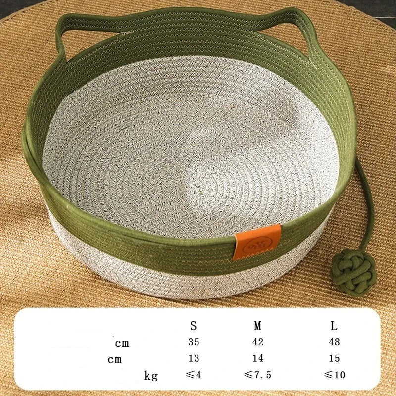 Hand - Woven Cotton Rope Cat Bed