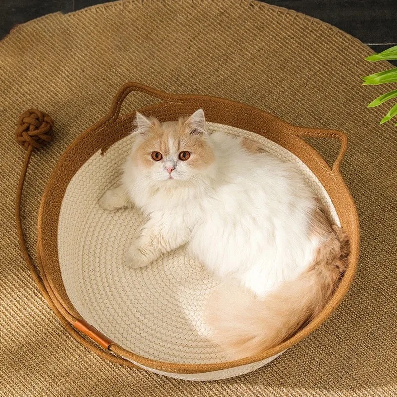 Hand - Woven Cotton Rope Cat Bed
