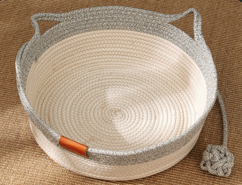 Hand - Woven Cotton Rope Cat Bed