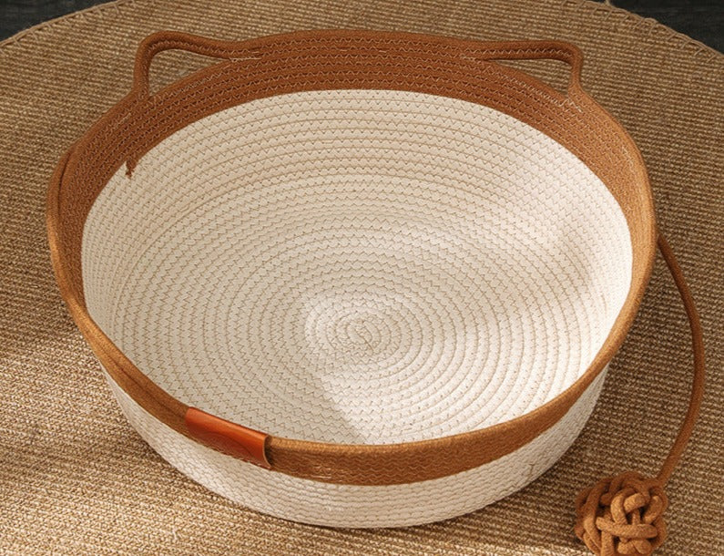 Hand - Woven Cotton Rope Cat Bed