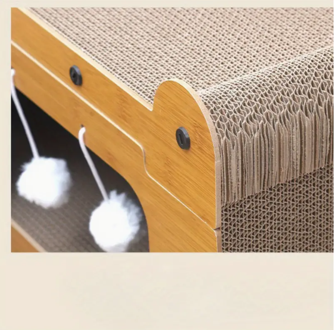 Cat House With Scratching Area And Integrated Play Area