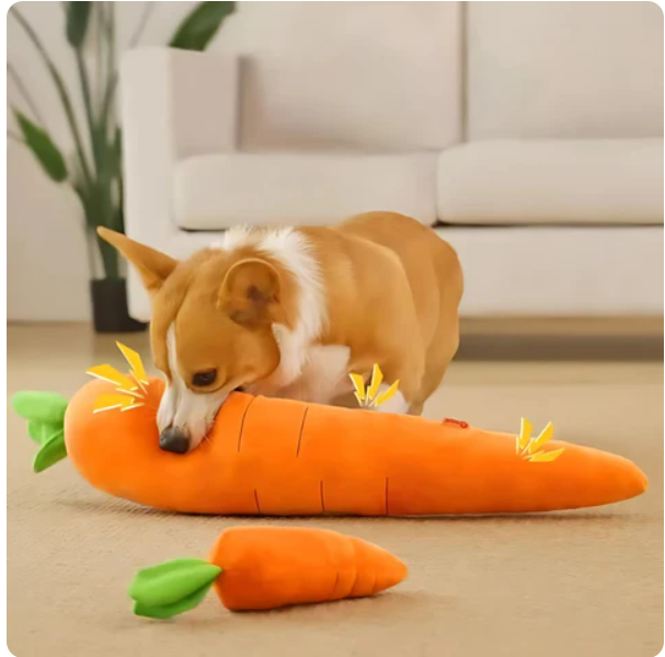 Plush Carrot For Dogs - Interactive Play And Cuddly Toy