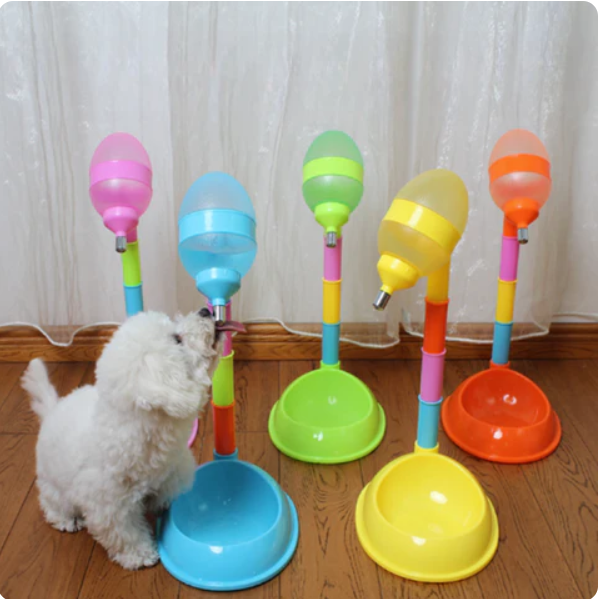 Height - Adjustable Drinking Dispenser With Food Bowl For Pets