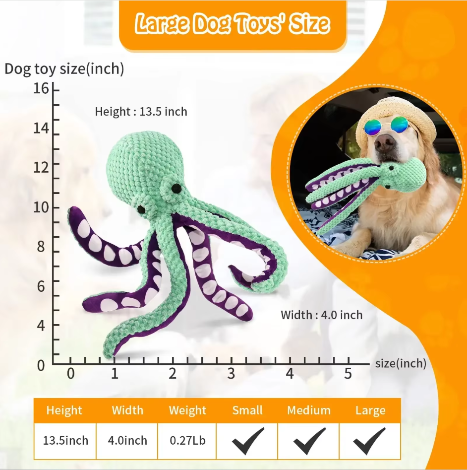 Squeaker Octopus - Robust Chew Toy For Dogs