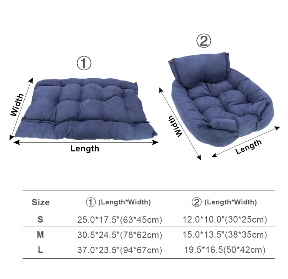 Cosy Dog Bed With Pillow - Soft Washable Pet Bed For Dogs Cats