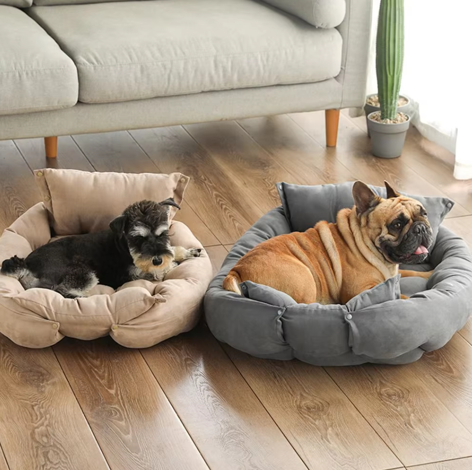 Cosy Dog Bed With Pillow - Soft Washable Pet Bed For Dogs Cats