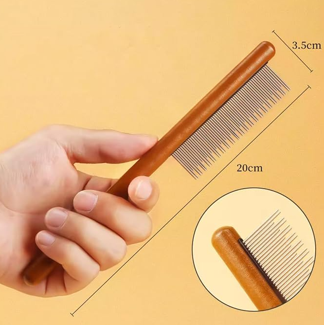 High Quality Wooden Flea Comb - Gentle Coat Care For Cats Dogs