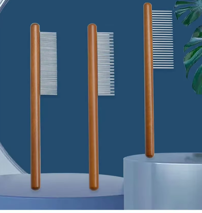 High Quality Wooden Flea Comb - Gentle Coat Care For Cats Dogs