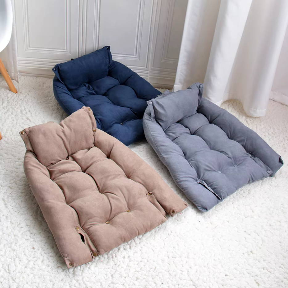 Cosy Dog Bed With Pillow - Soft Washable Pet Bed For Dogs Cats