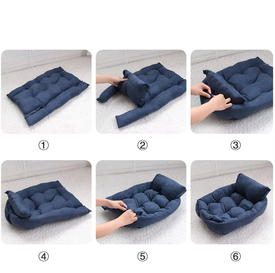 Cosy Dog Bed With Pillow - Soft Washable Pet Bed For Dogs Cats