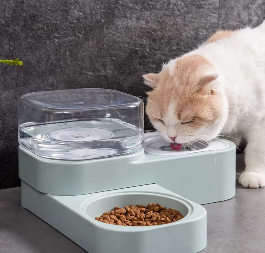 Food And Water Dispenser For Pets With Drip Protection